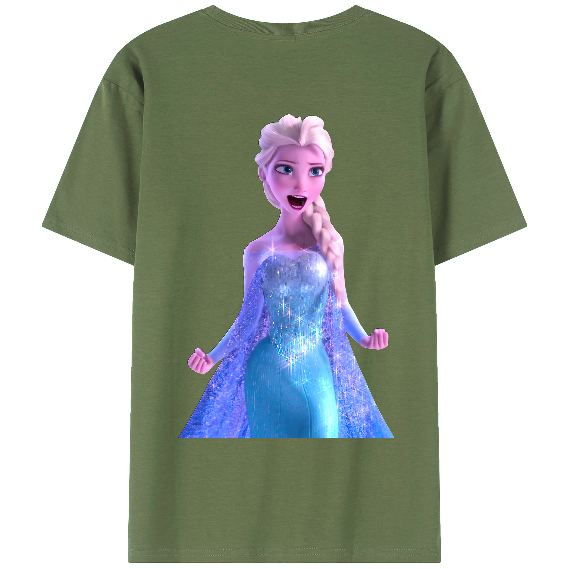 （画像用） アナと雪の女王 アンナ エルサ Frozen Anna Elsa 綿100％ メンズ半袖Tシャツ（バックプリント） 通気性